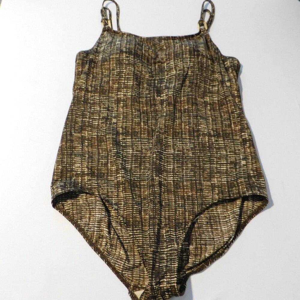 Liz Claiborne Elisabeth Brown Black Print One Piece Swimsuit Women’s 22W